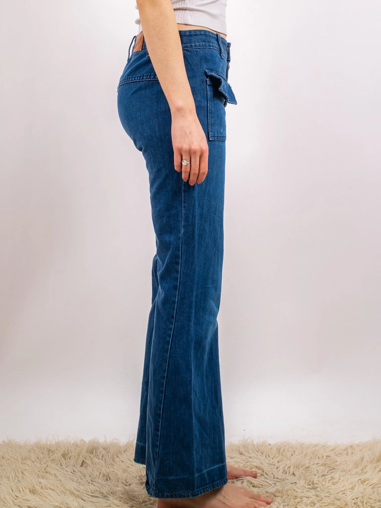 1970s H.A.S.H Low Rise Darkwash Denim Bellbottoms