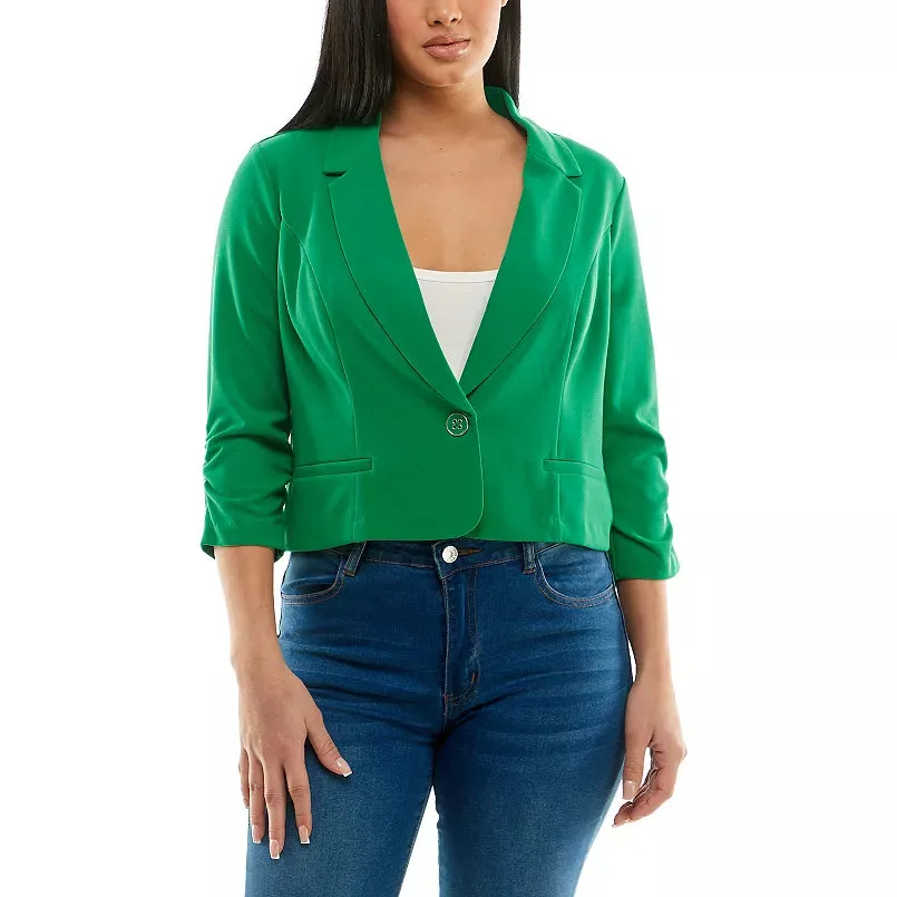 3Q Sleeve Crop Blazer Bright Green - Nina Leonard