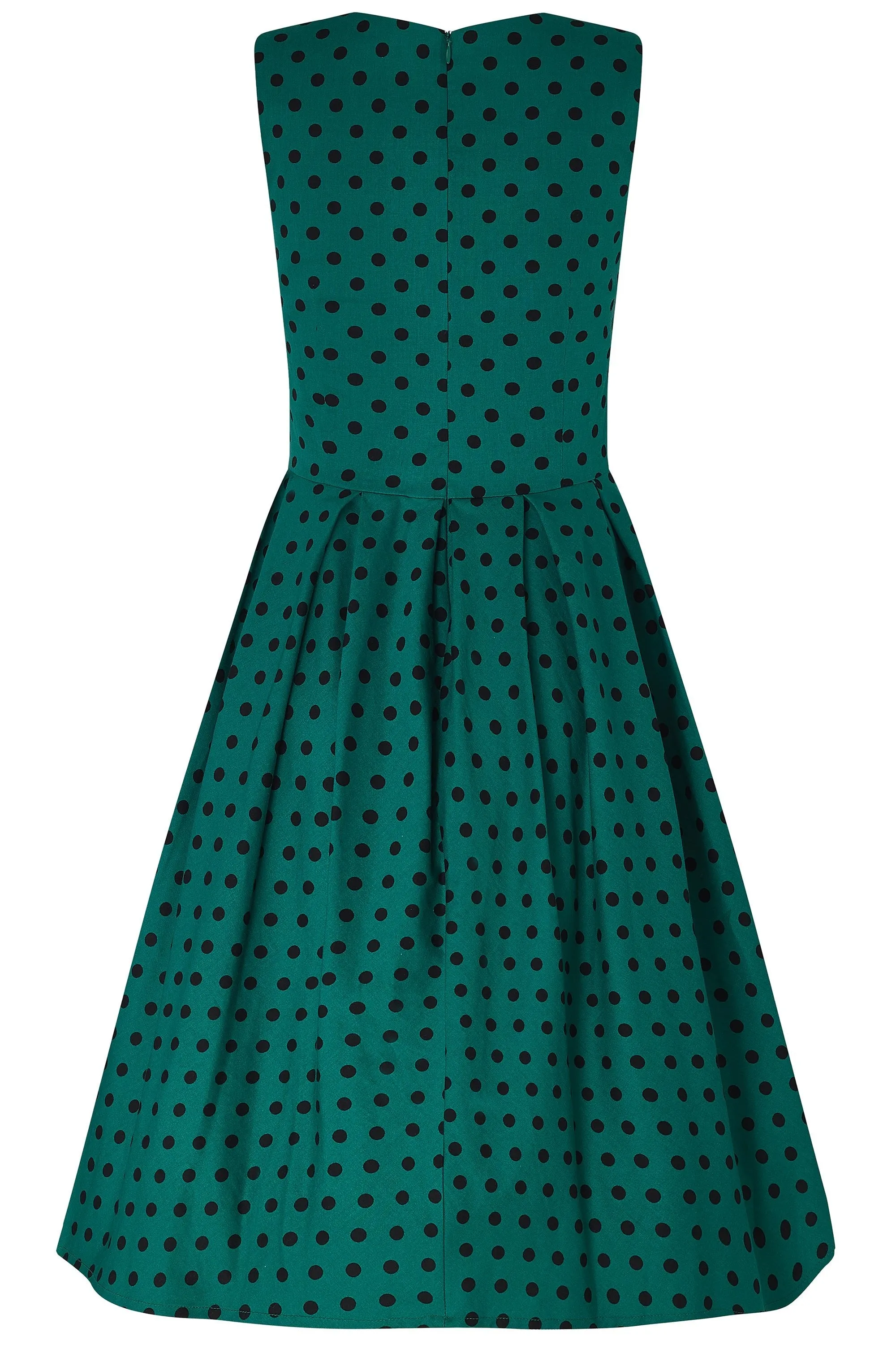 Annie Retro Polka Dot Dress in Green-Black