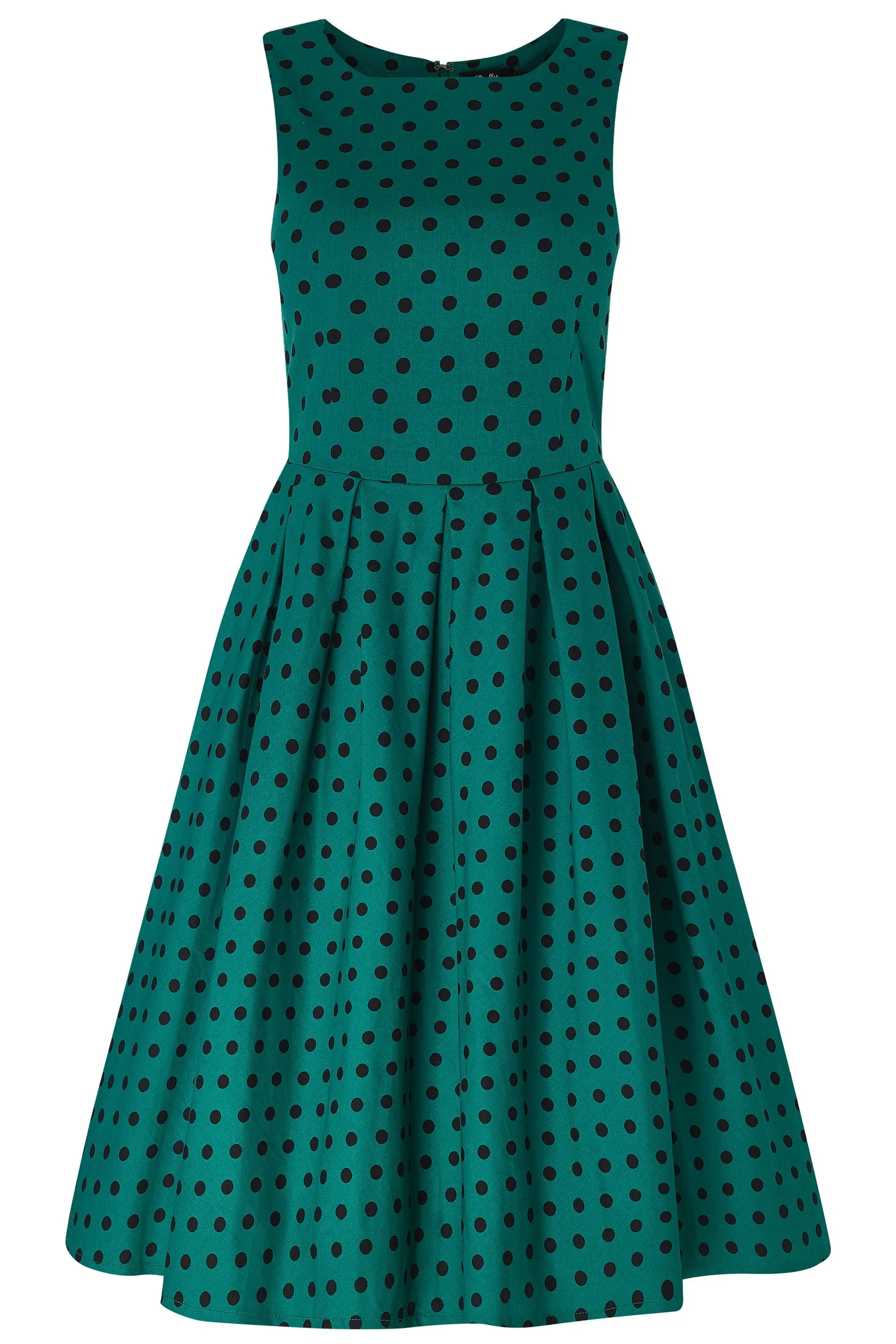 Annie Retro Polka Dot Dress in Green-Black