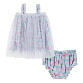 Baby Polka Dot Print Tulle Sundress & Bloomer Set | Multi/White