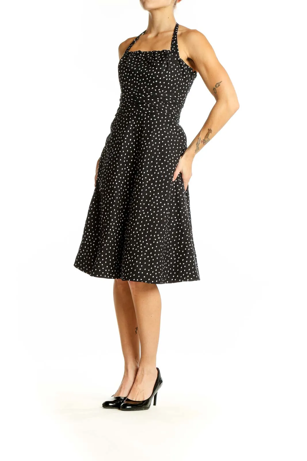 Black Polka Dot Halter Dress