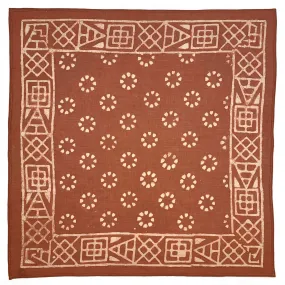 Block Printed Bandana - Brown Circles and Geometric Border