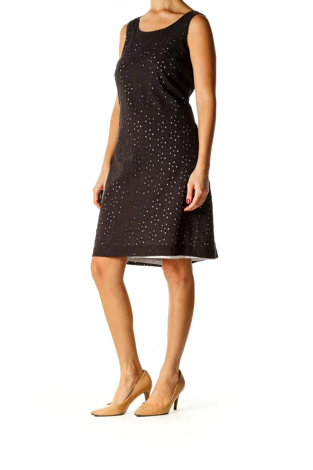 Brown Polka Dot Cocktail Shift Dress