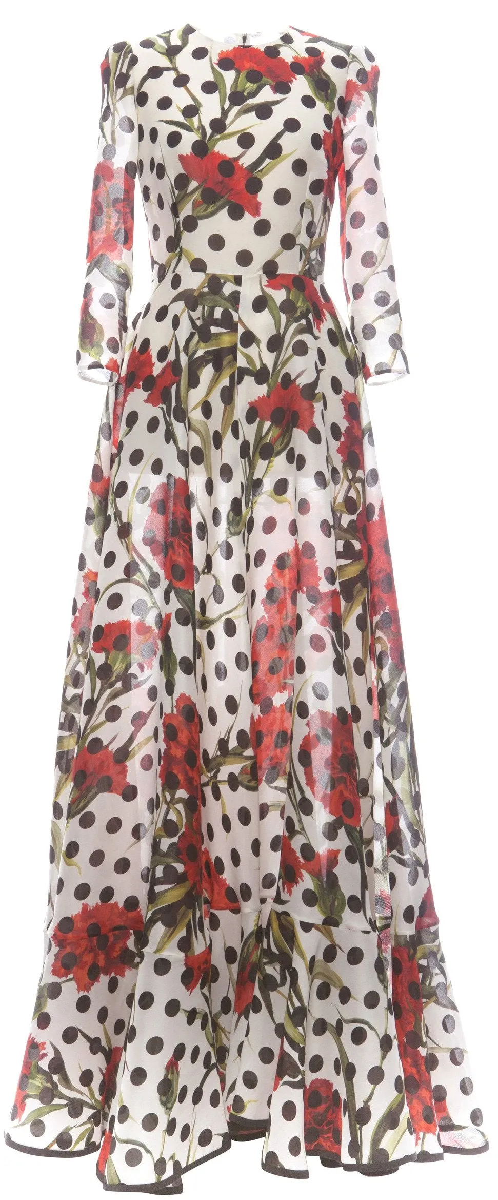 Carnation And Polka Dot Printed Gown