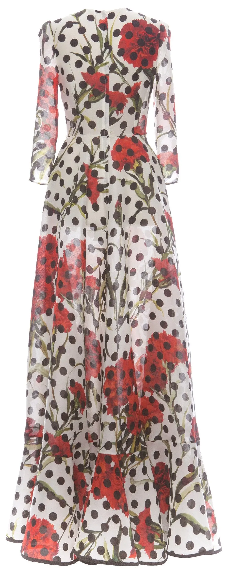 Carnation And Polka Dot Printed Gown