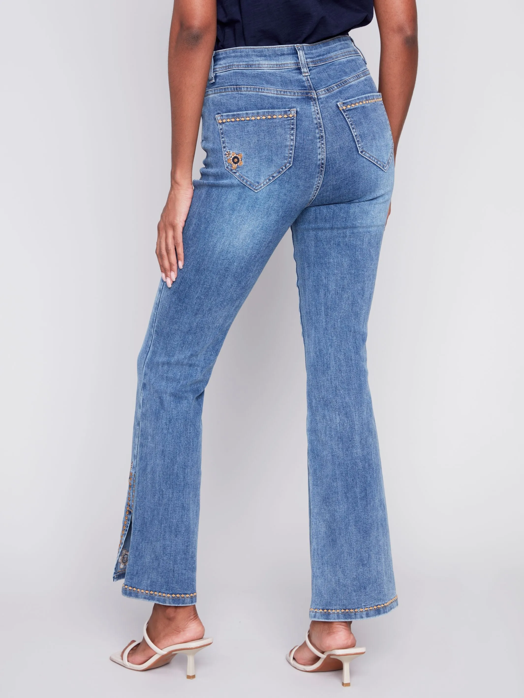 Charlie B- Embroidered Bell Bottom Jean