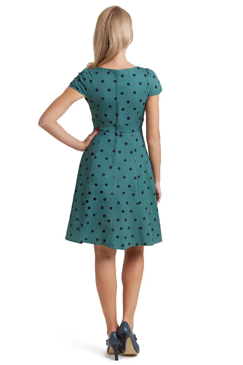 Claudia Polka Dot Dress In Green and Black