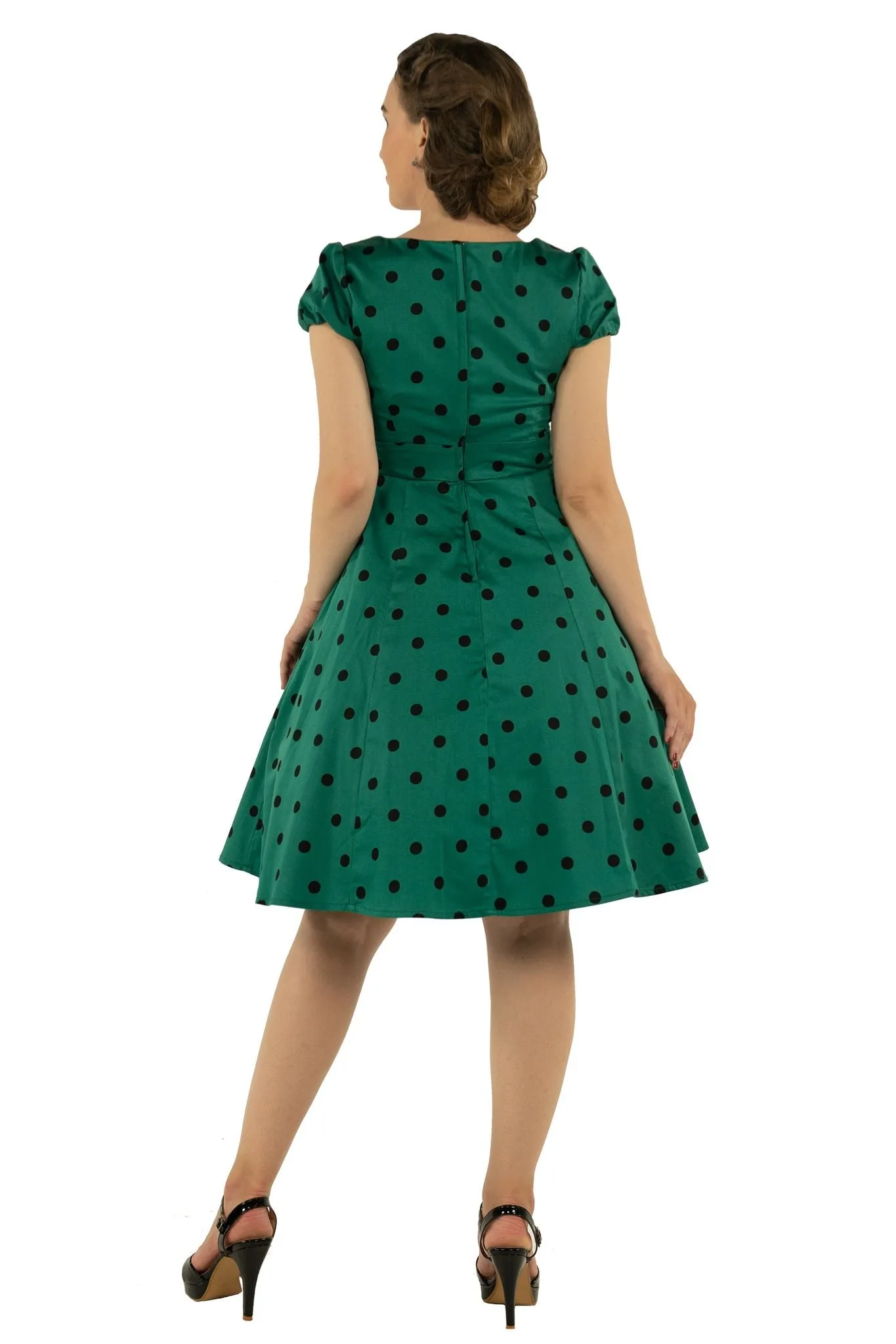 Claudia Polka Dot Dress In Green and Black