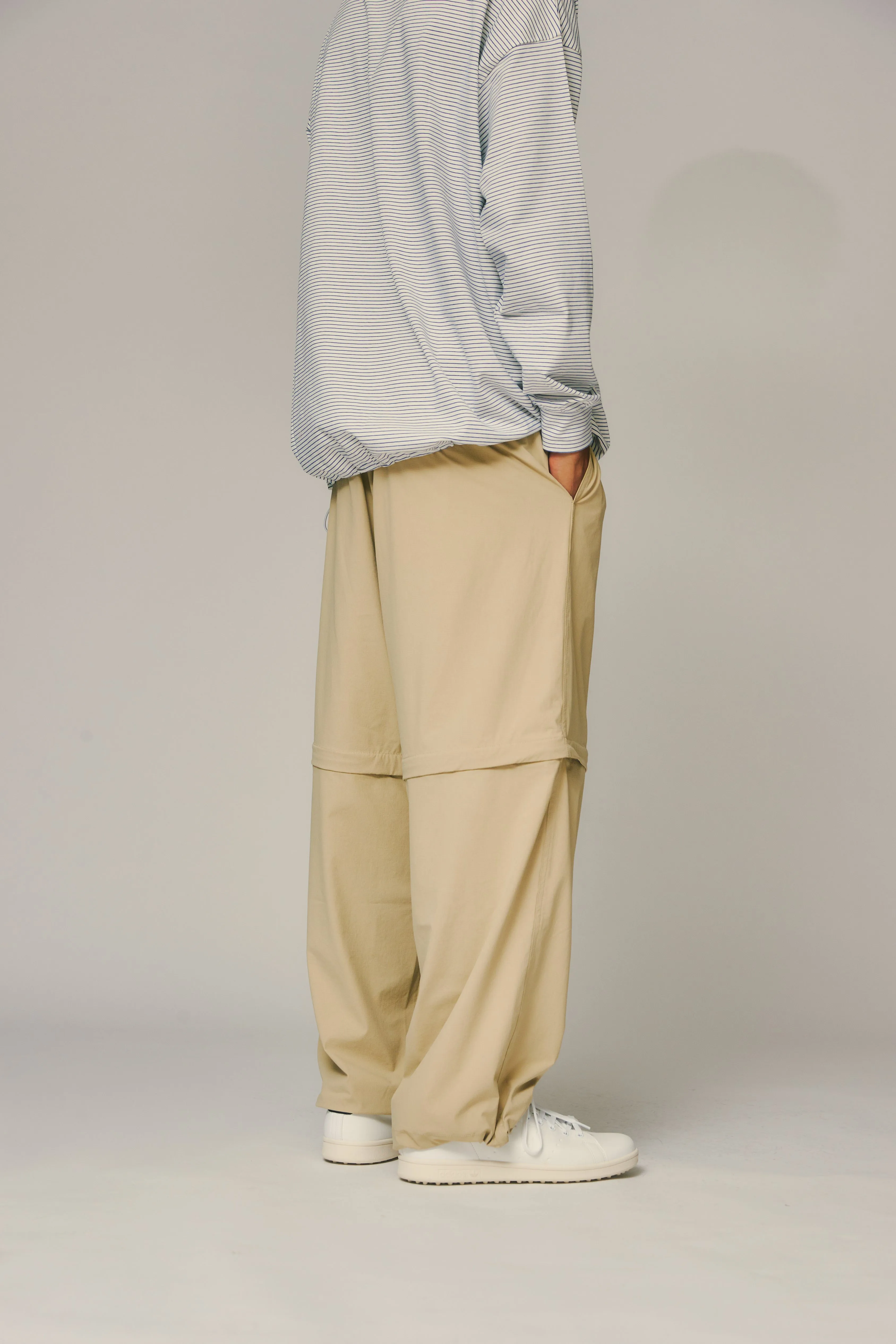 Convertible Stretch Nylon Jogger PANTS BEIGE