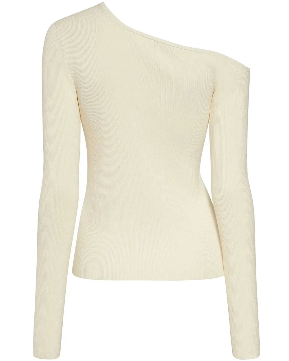 Cream Ribbed One Shoulder Top