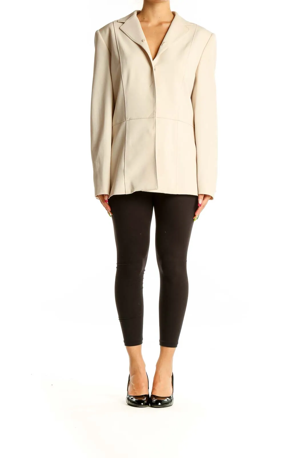 Cream Structured Blazer Jacket