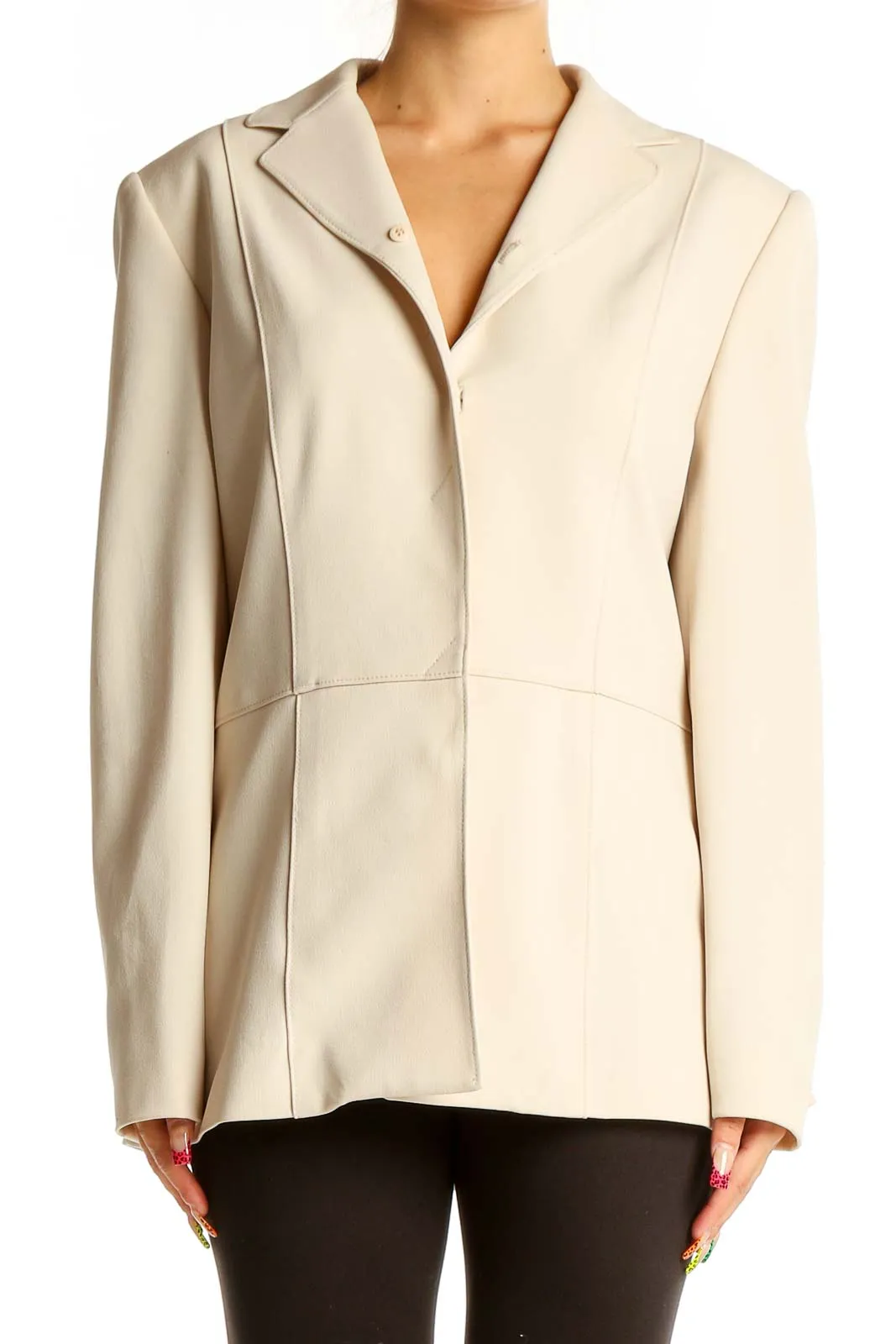 Cream Structured Blazer Jacket