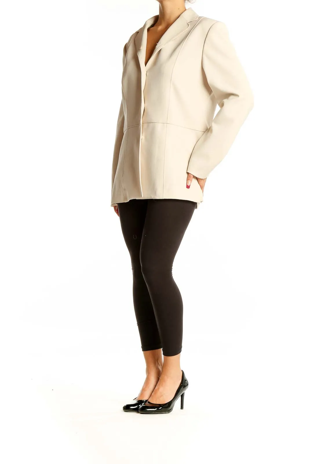 Cream Structured Blazer Jacket