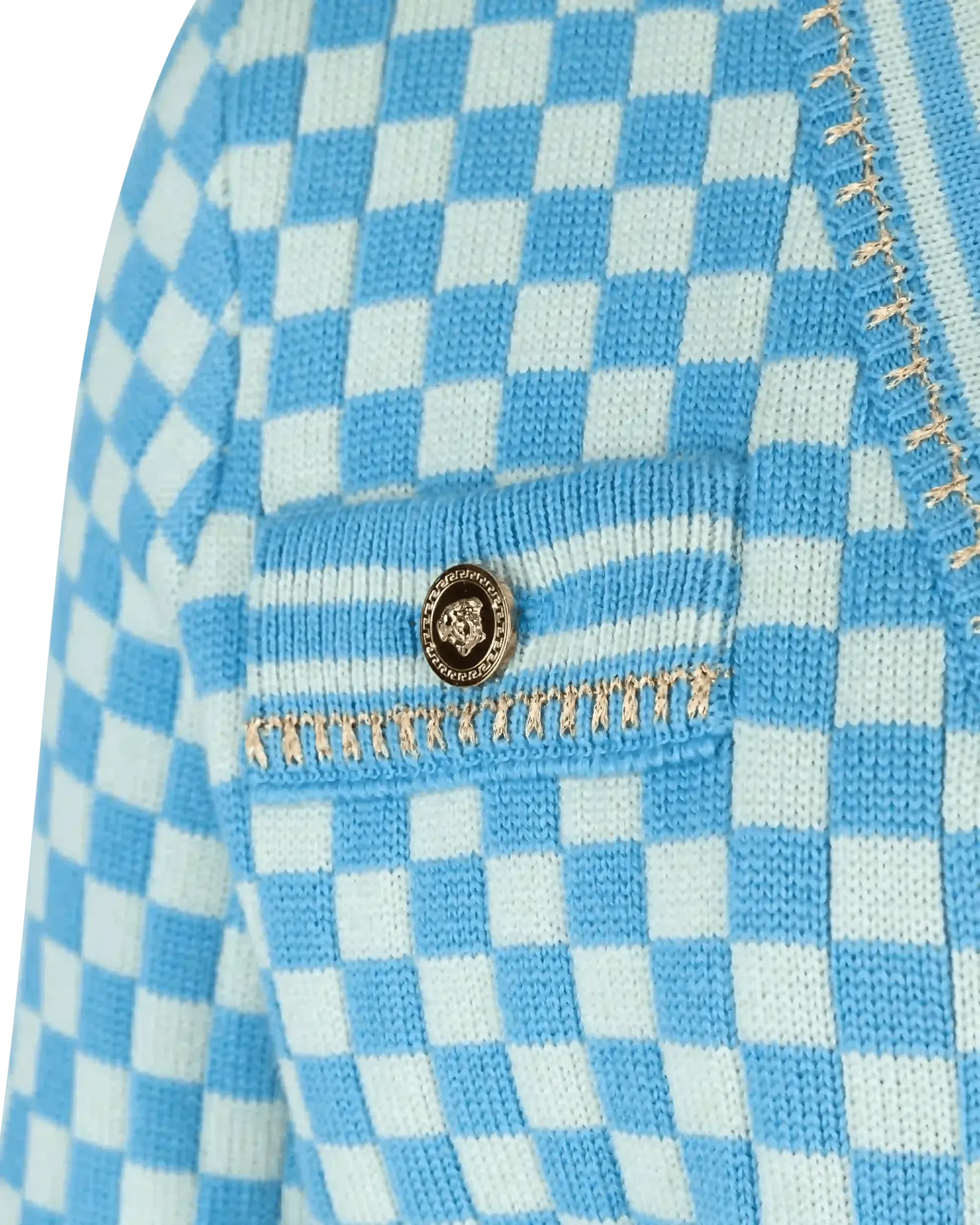 Cropped Heritage Checkboard Knit Cardigan