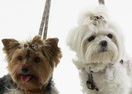 Dog Hair Bows-Tan Plaid Bow Tie