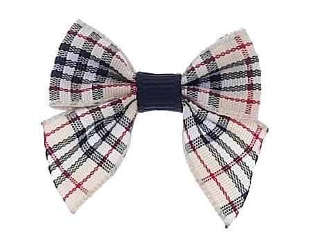 Dog Hair Bows-Tan Plaid Bow with Tails