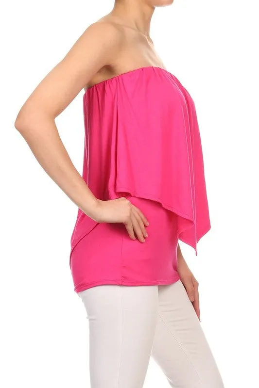 Double Layered Tube Top - Fuchsia