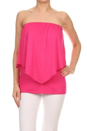 Double Layered Tube Top - Fuchsia