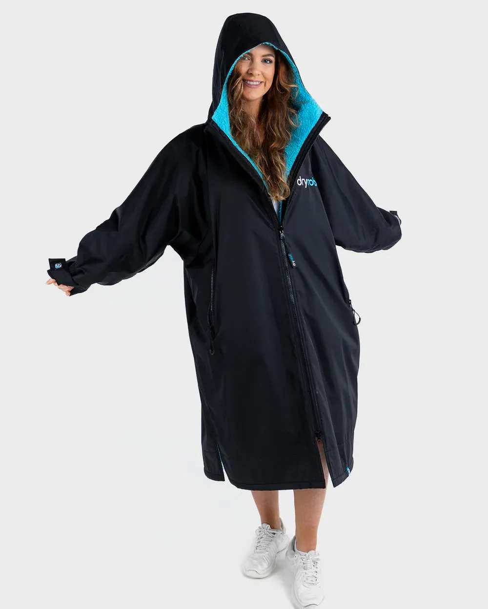 Dryrobe Advance LONG Sleeve Changing Robe V3 - Black / Blue