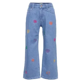 Embroidered Bell-Bottom Jeans