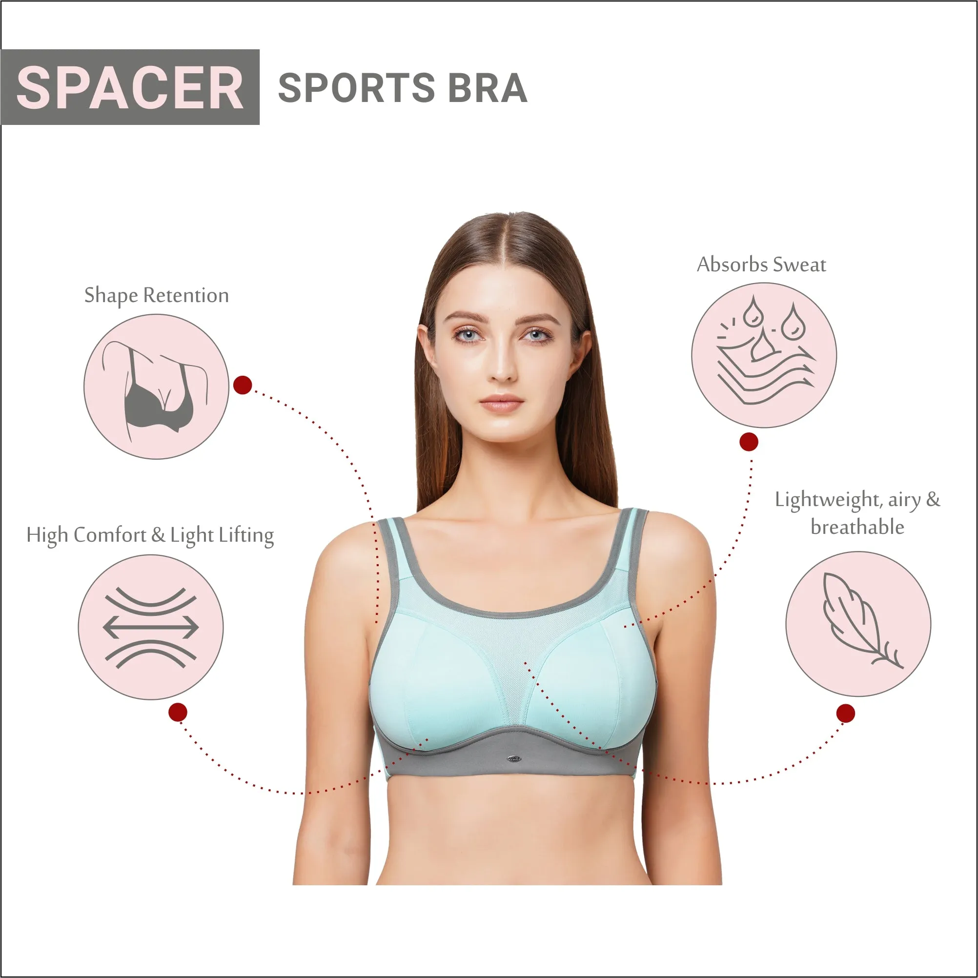 Extreme Coverage Medium Impact Spacer Cups Non Wired Bra-CB-907