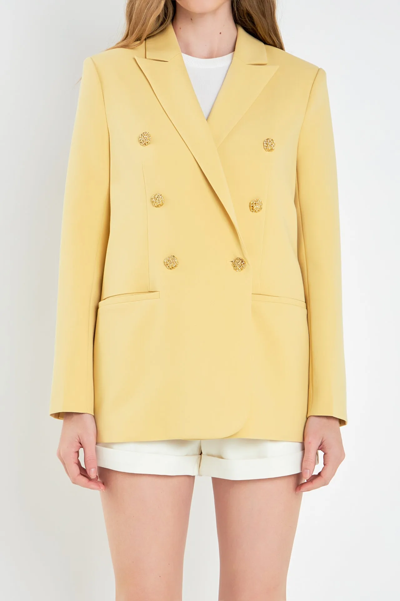 Gold Buttoned Structured Blazer