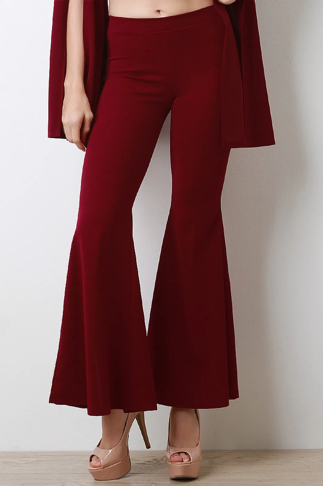 High Waisted Back Slit Bell Bottom Pants