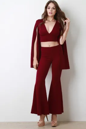 High Waisted Back Slit Bell Bottom Pants