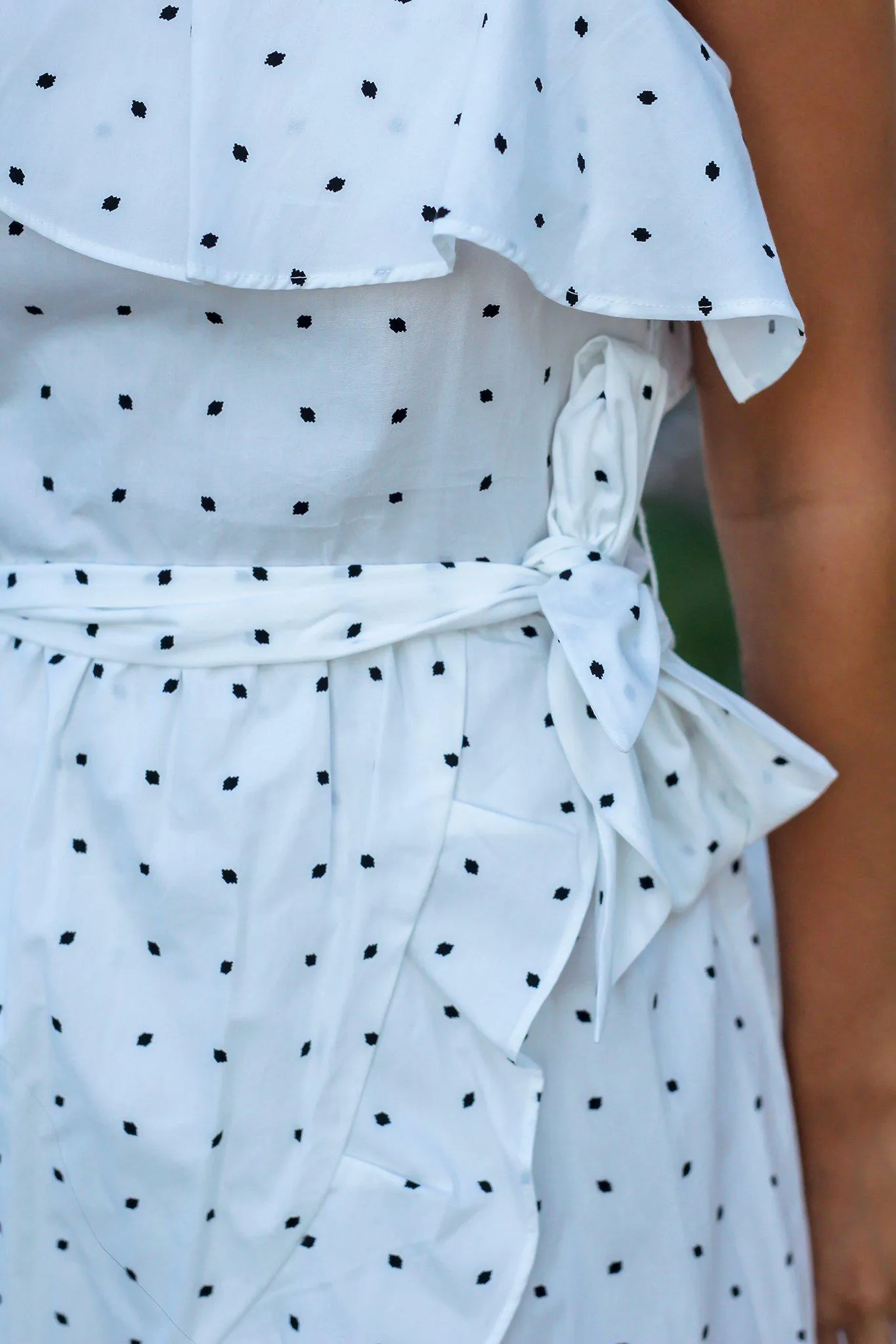 Ivory and Black Polka Dot High Low Dress