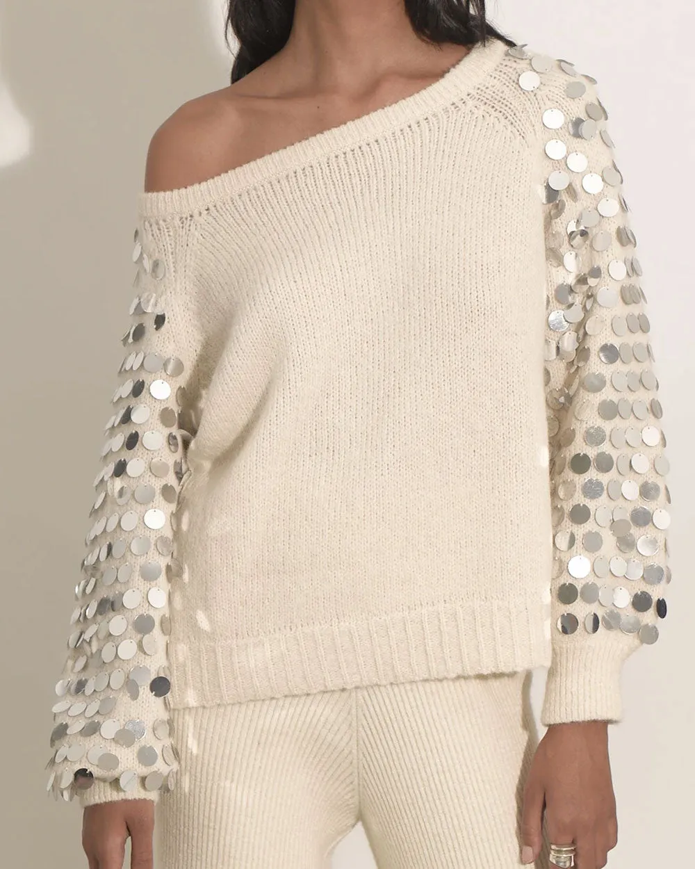 Ivory Sequined Sadie Sweater