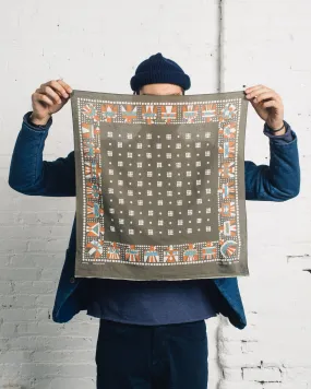 Kapital Fastcolor Selvage Thunderbird Bandana, Khaki