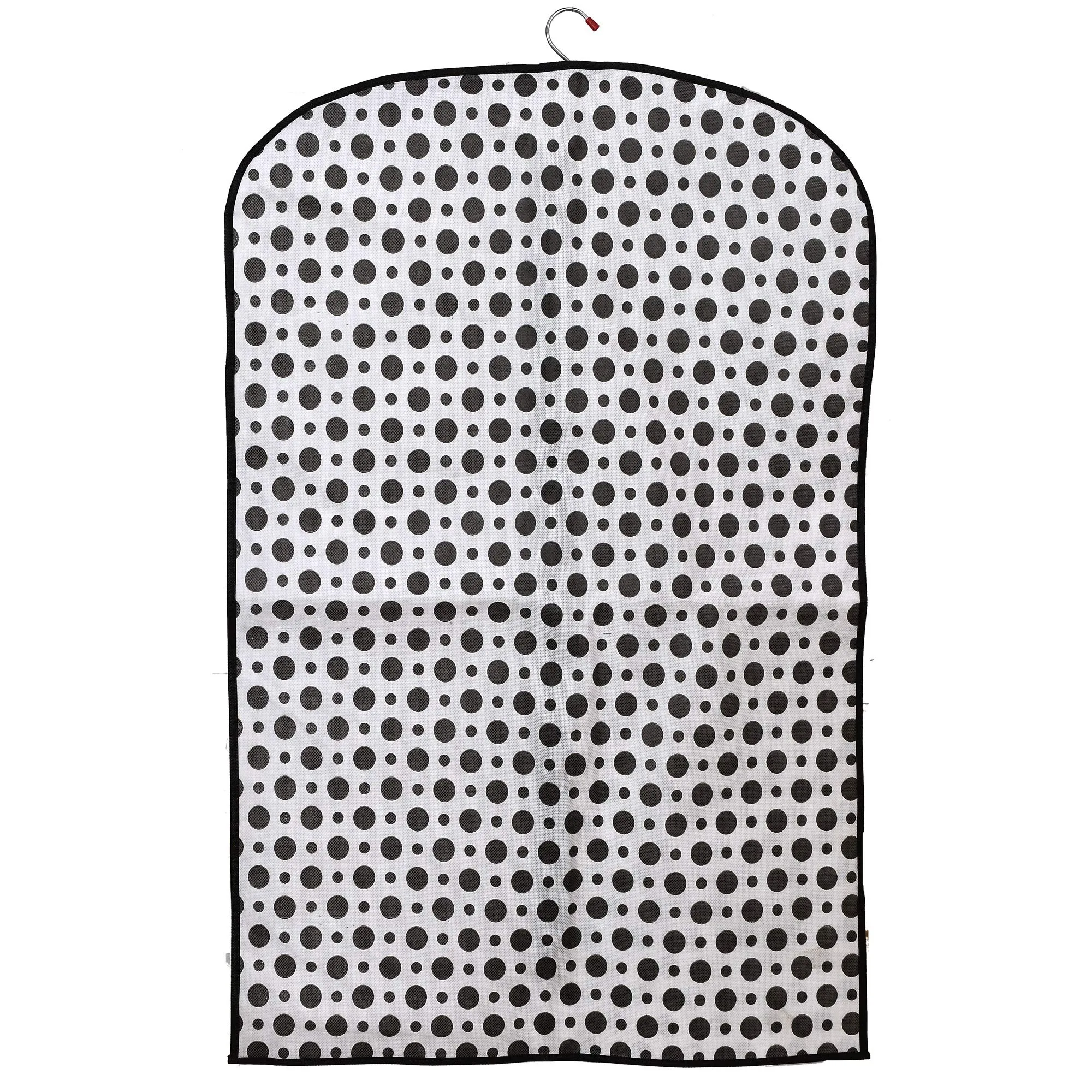 Kuber Industries Polka Dots Printed 8 Pieces Half Transparent Non Woven Men's Coat Blazer Cover (Black & White)-KUBMART879