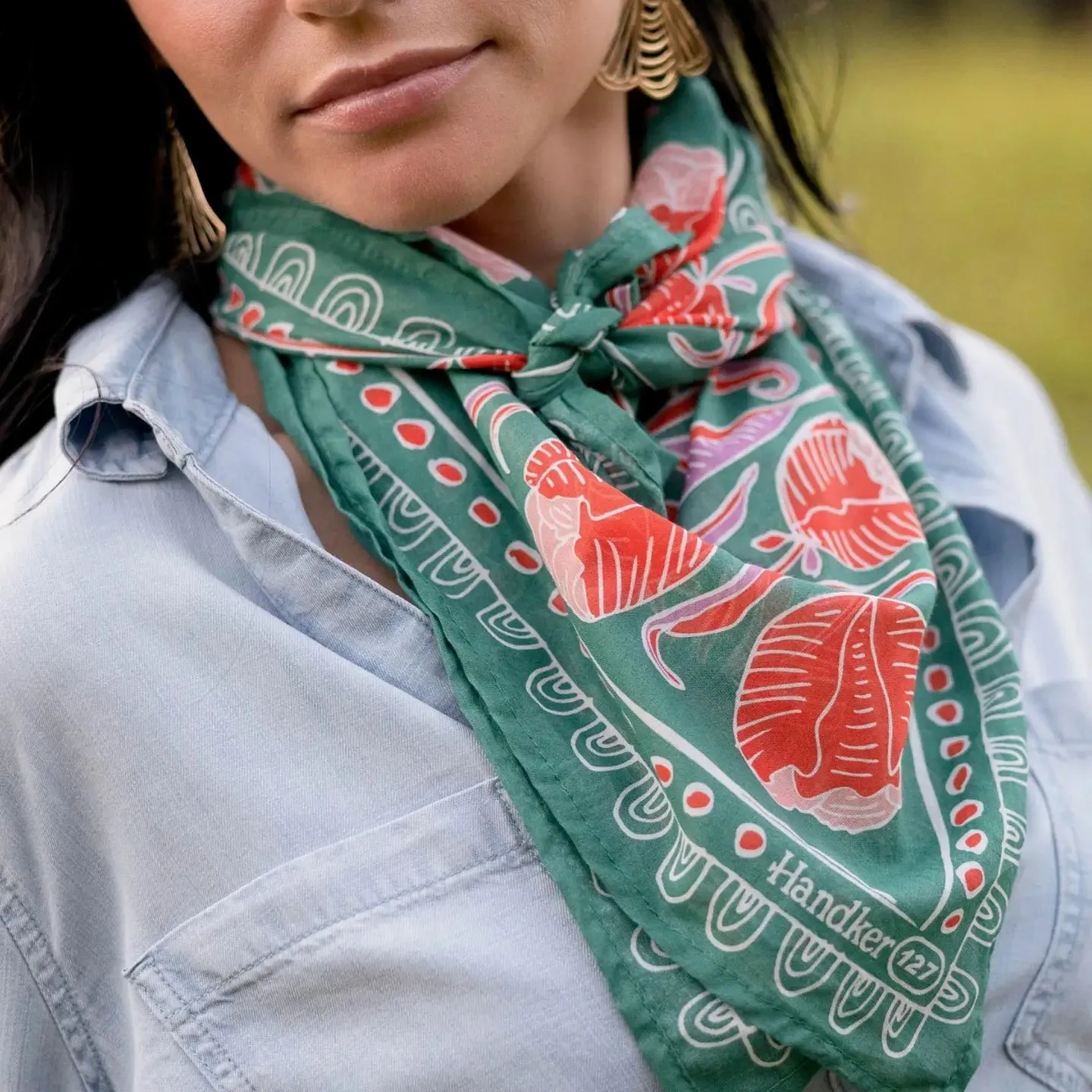 Large Colorful Screen Printed Bandanas