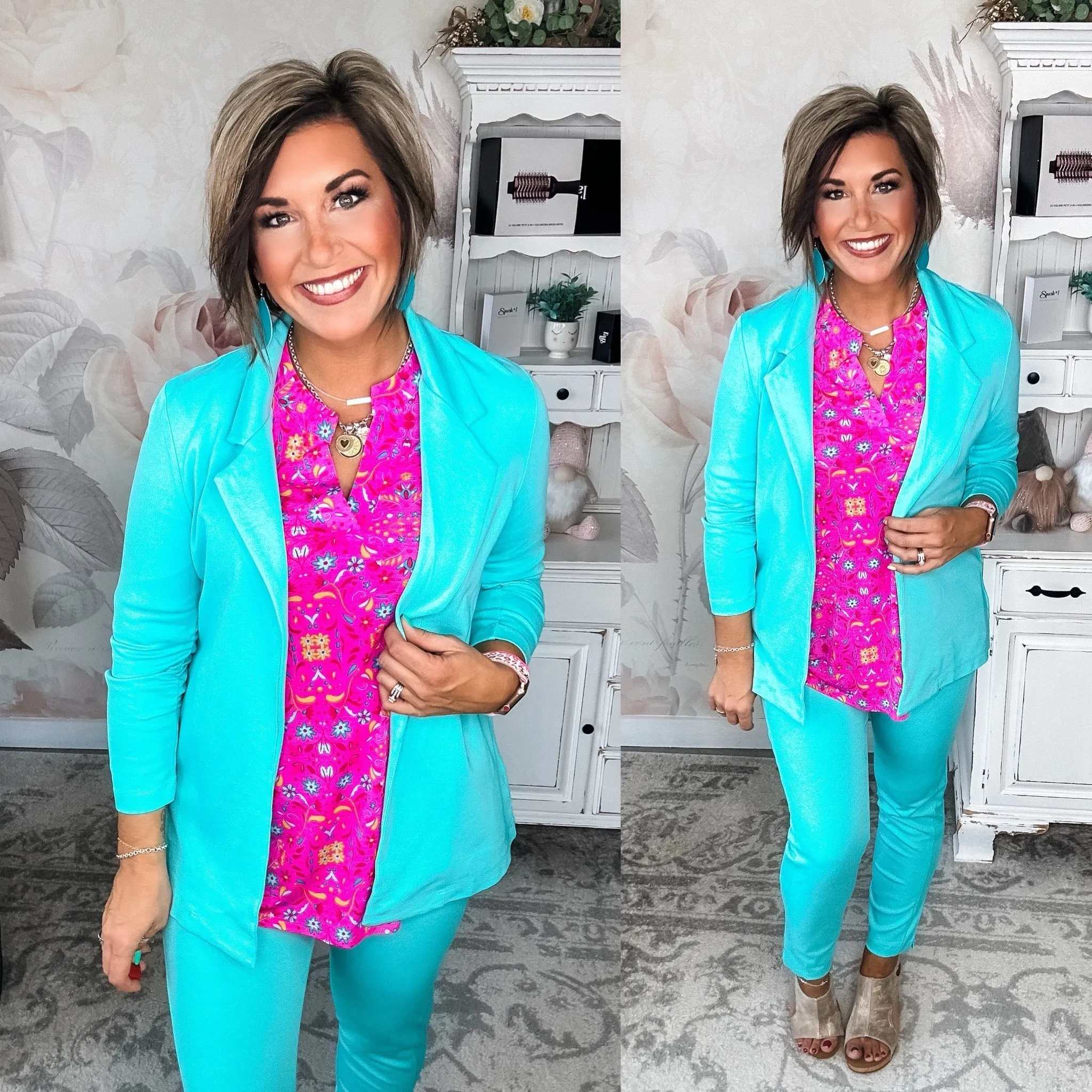 Magic 3/4 Sleeve Blazer - Aqua