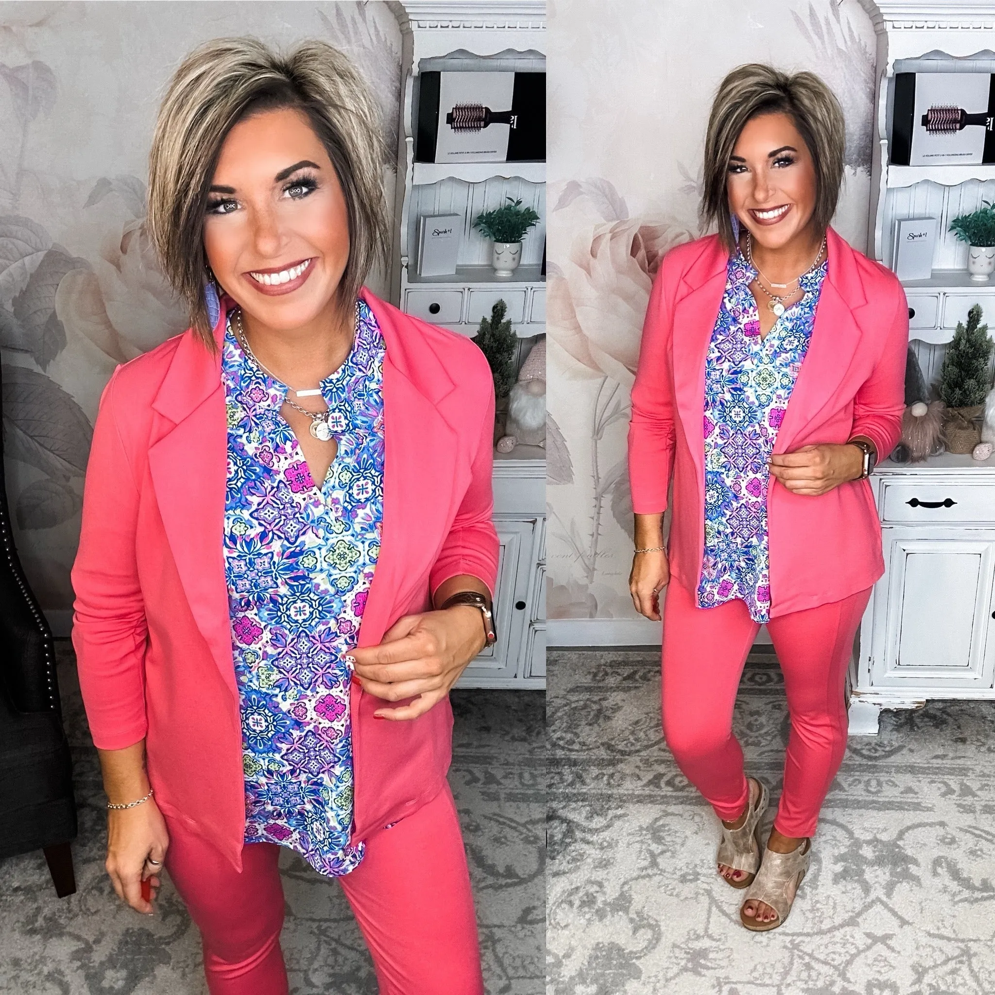 Magic 3/4 Sleeve Blazer - Spring Strawberry