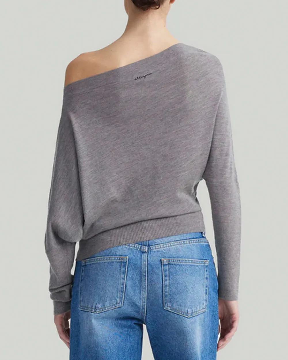 Marble Melange Off The Shoulder Grainge Sweater