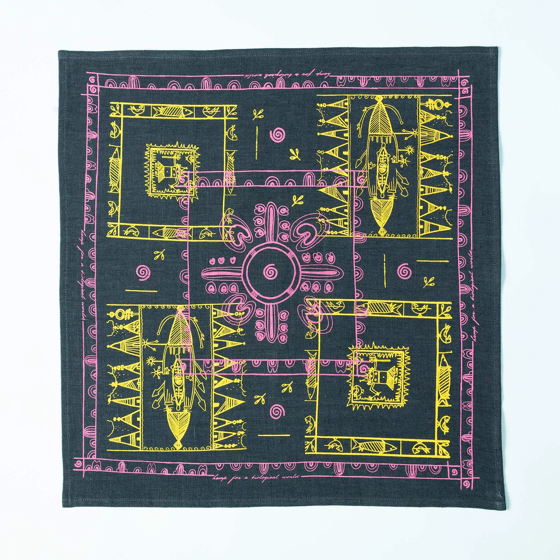 MARLEY Organic Hemp Bandana - Tribal Design (22" x 22")