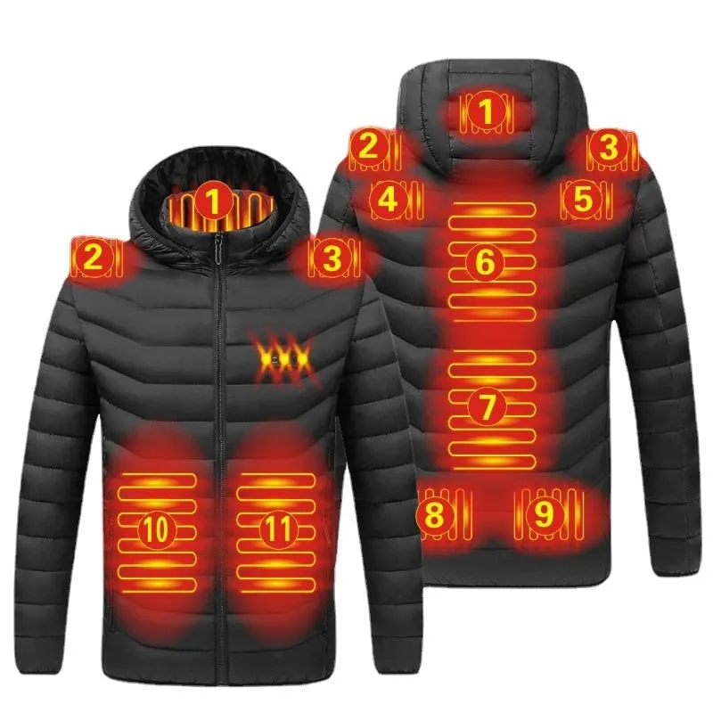 Men Winter Warm USB Heating Waterproof Jackets Smart Thermostat Hooded