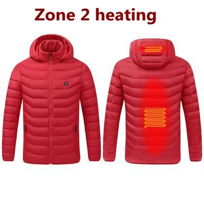 Men Winter Warm USB Heating Waterproof Jackets Smart Thermostat Hooded