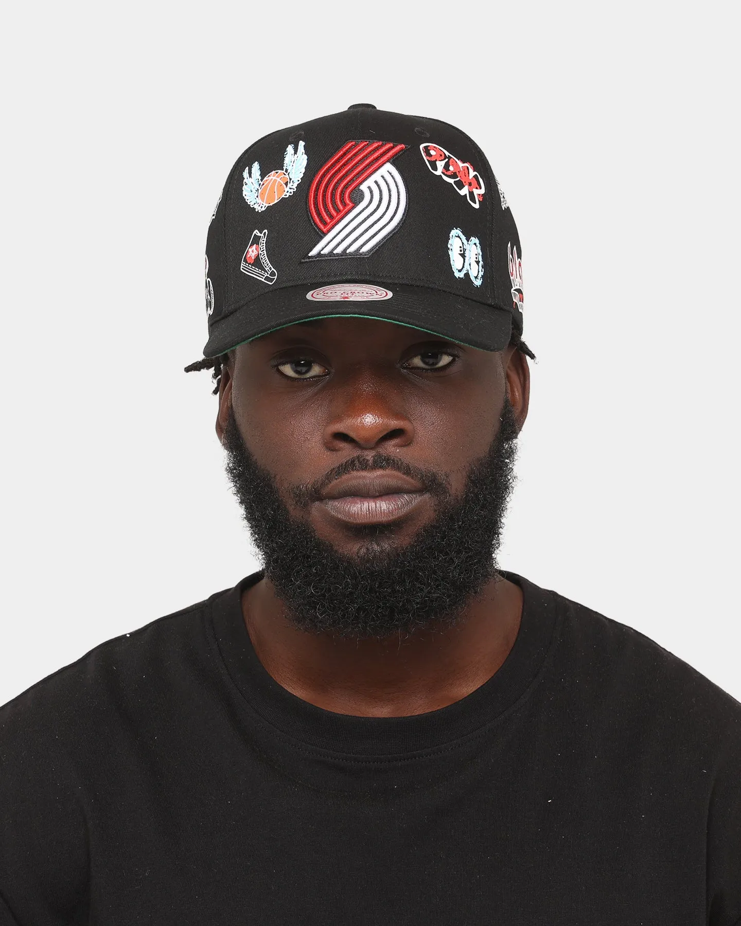 Mitchell & Ness Portland Trail Blazers 'Hand Drawn Doodle' Pro Crown Snapback Black