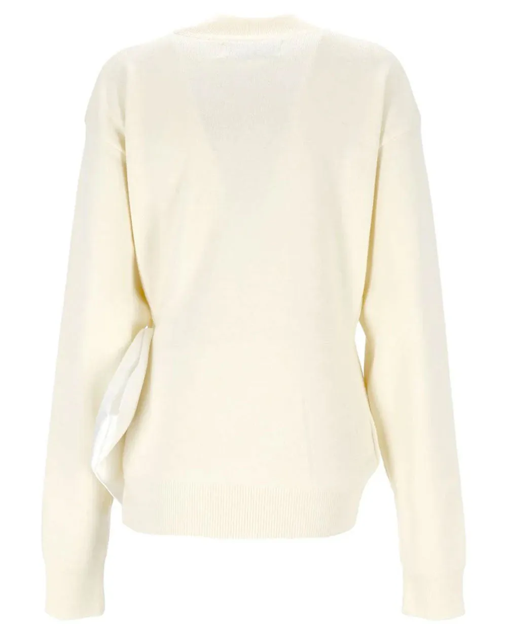 Off White Satin Bow Merino Knit Sweater