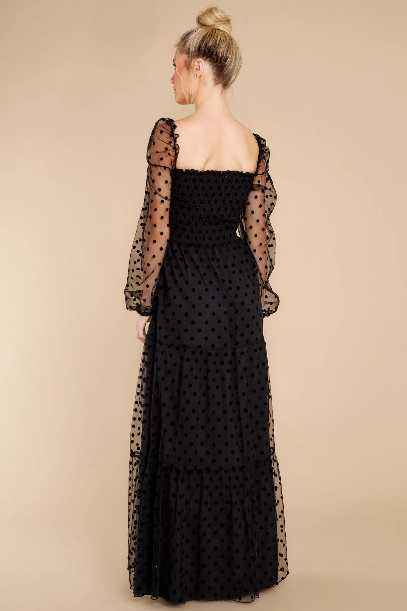 On The Dotted Line Black Polka Dot Maxi Dress