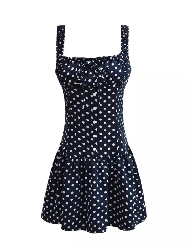 Polka Dot Drop-Waist Mini Dress