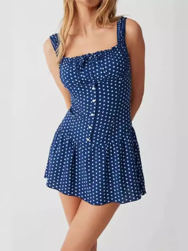 Polka Dot Drop-Waist Mini Dress