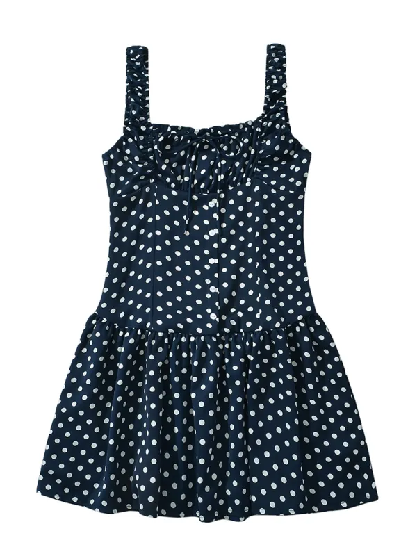 Polka Dot Drop-Waist Mini Dress