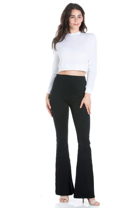 Pull Me Closer High Rise Zip Back Flare Denim Color Jeans Wine