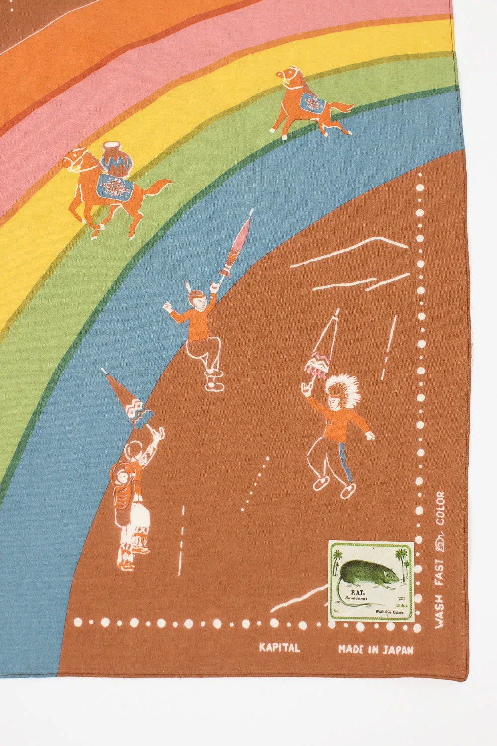 Rainbow and Horses Printed Bandana Gold