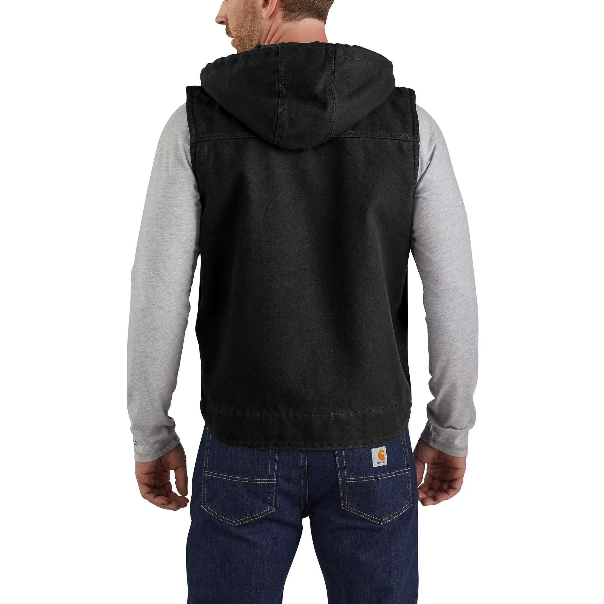 Relaxed Fit Washed Duck Fleece-Lined Hooded Vest