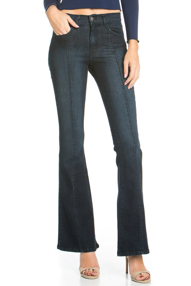 Rumor Has It Front Seam Flared Denim Pants Dark Wash